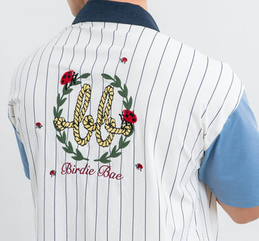 CAMP Men Hawaii Shirt  ( White Stripe/Sky Blue )